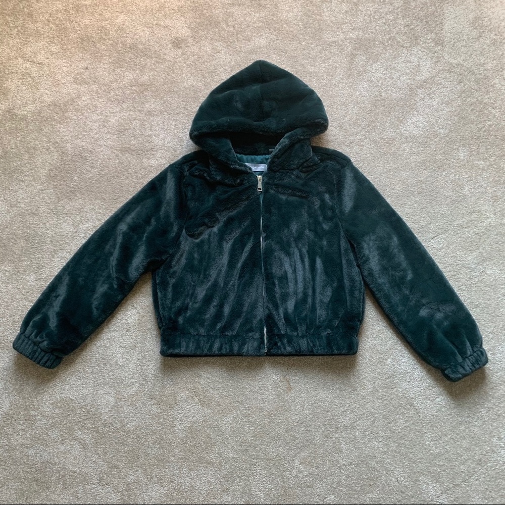 Bagatelle Dark Green Faux Fur Jacket